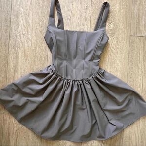 Zara Gray Square-Neck Mini Dress